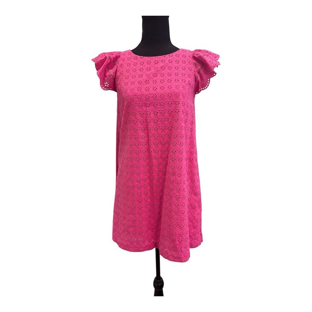 Ralph Lauren Polo Girl Hot Pink Cotton Eyelet A Line Dress - SIZE 14